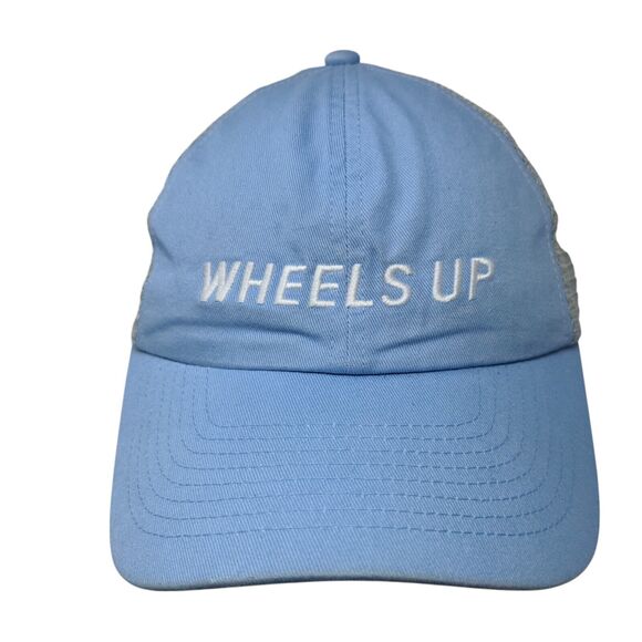 Wheels Up 8760 Slideback Trucker Hat Blue OSFA Adjustable Mesh Back Embroidered - Picture 1 of 9
